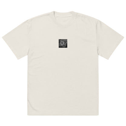 Red Spider Lily B&W Art – Oversized Faded T-Shirt, Faded Bone, Front View