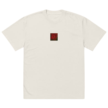 Red Spider Lily Botanical Art – Oversized Faded T-Shirt, Faded Bone, Front View