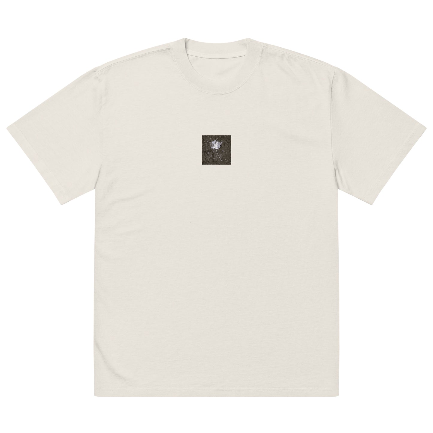Maple Leaf Botanical B&W Art – Oversized Faded T-Shirt, Faded Bone, Front View