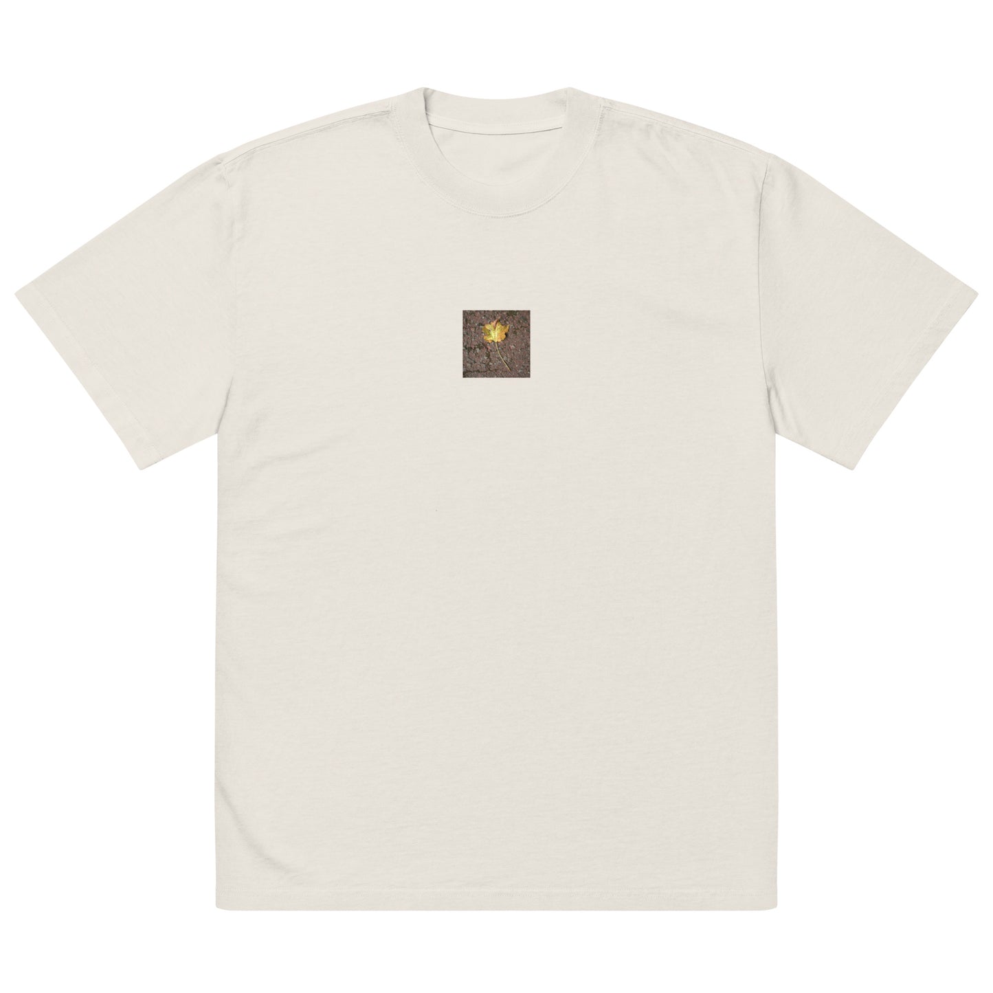 Maple Leaf Botanical Art – Oversized Faded T-Shirt, Faded Bone, Front View
