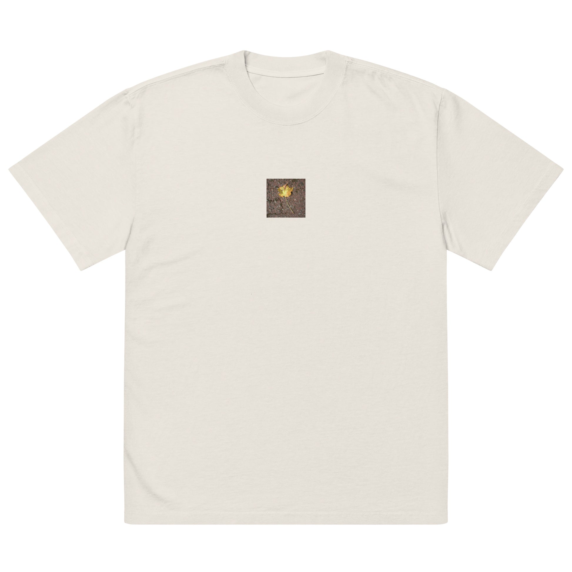 Maple Leaf Botanical Art – Oversized Faded T-Shirt, Faded Bone, Front View