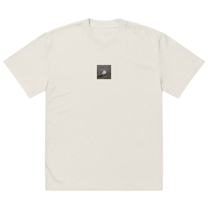 Yellow Fallen Leaf Botanical B&W Art – Oversized Faded T-Shirt, Faded Bone, Front View