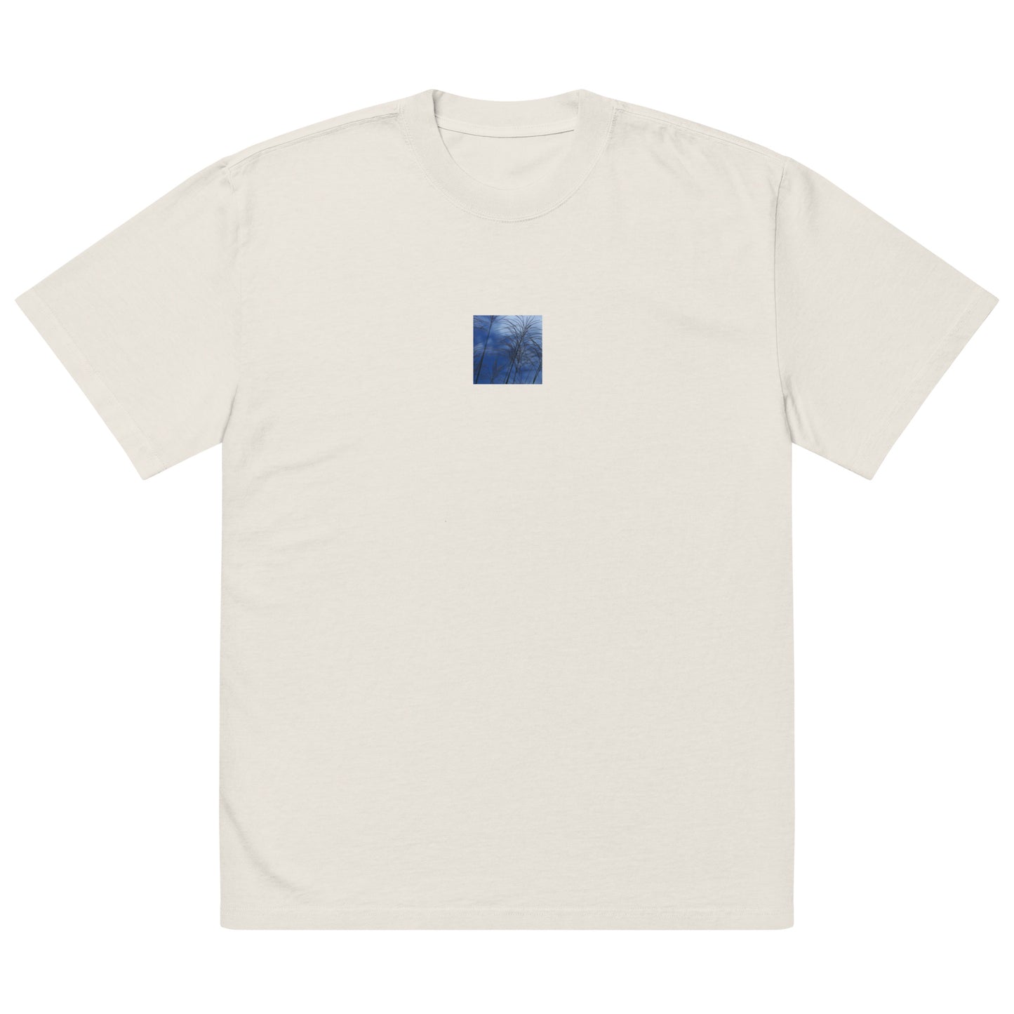 Silver Grass Cluster Botanical Art – Oversized Faded T-Shirt, Faded Bone, Front View