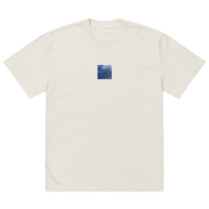 Silver Grass Cluster Botanical Art – Oversized Faded T-Shirt, Faded Bone, Front View