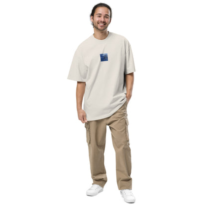 Silver Grass Cluster Botanical Art – Oversized Faded T-Shirt, Faded Bone, Front View