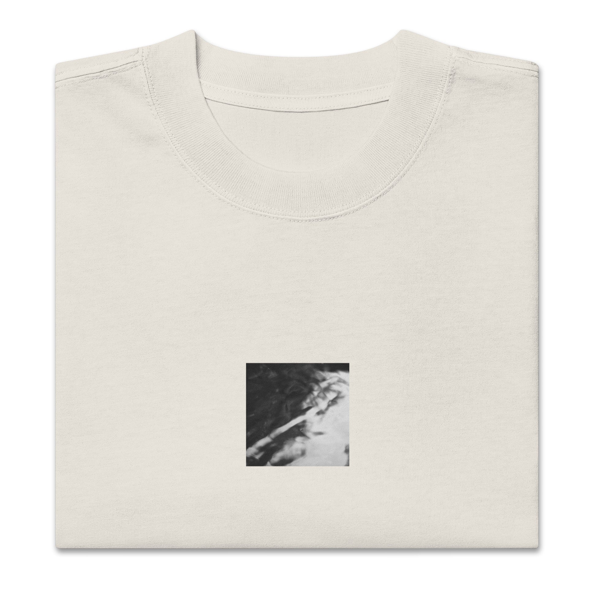 River Surface Botanical B&W Art – Oversized Faded T-Shirt, Faded Bone, Front View