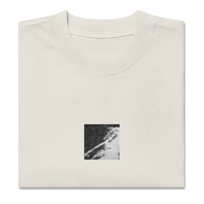 River Surface Botanical B&W Art – Oversized Faded T-Shirt, Faded Bone, Front View