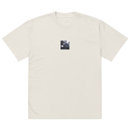 Maple Abstraction Botanical B&W Art – Oversized Faded T-Shirt, Faded Bone, Front View