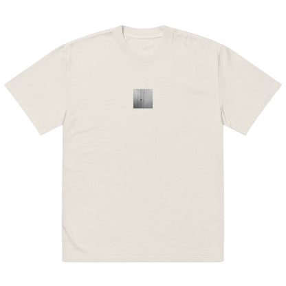 Crow and Power Lines B&W Art – Oversized Faded T-Shirt, Faded Bone, Front View