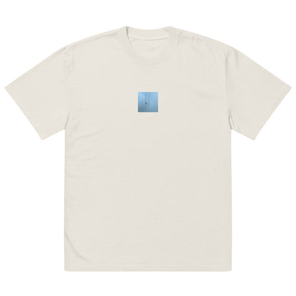 Crow and Power Lines Art – Oversized Faded T-Shirt, Faded Bone, Front View