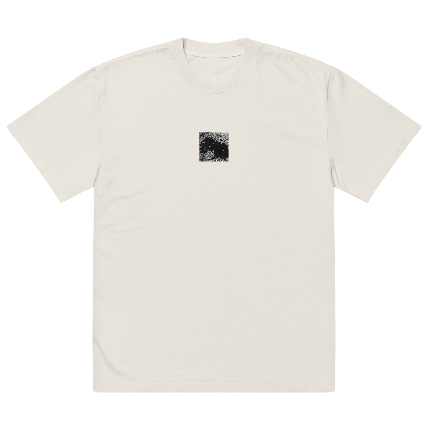 Cherry Blossoms (B&W) Art – Oversized Faded T-Shirt, Faded Bone, Front View