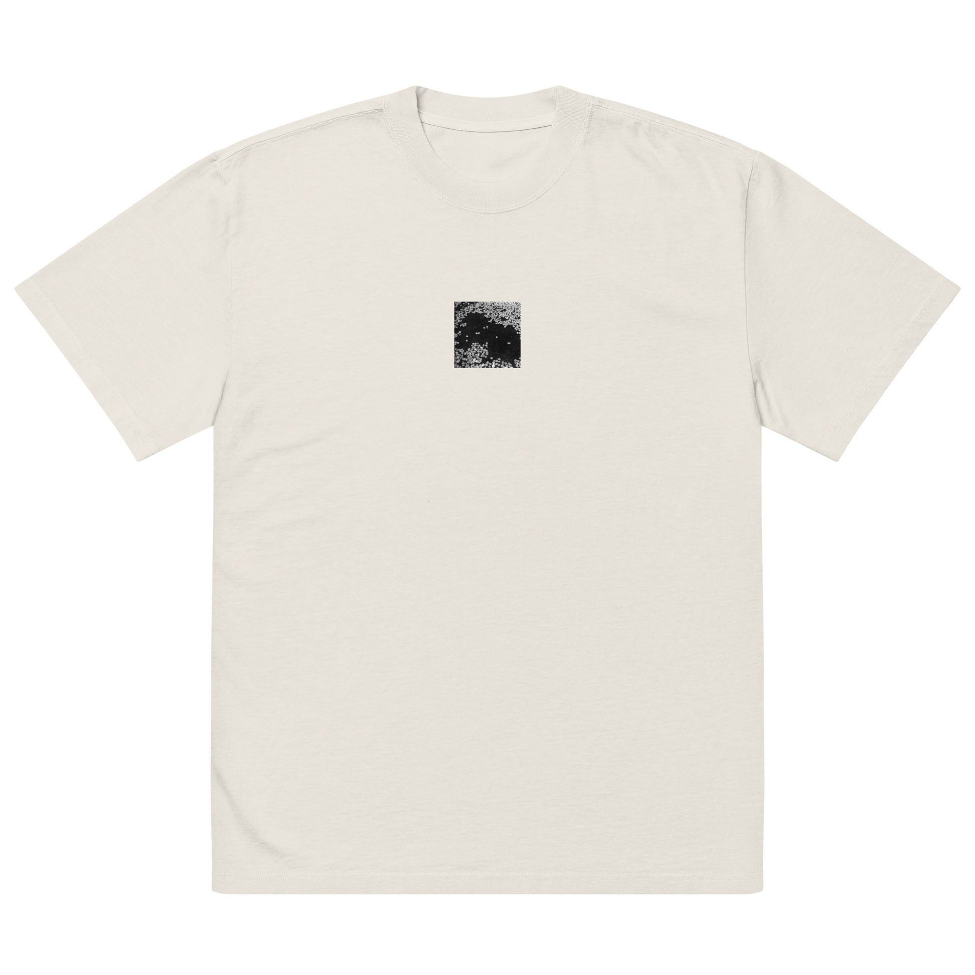 Cherry Blossoms (B&W) Art – Oversized Faded T-Shirt, Faded Bone, Front View