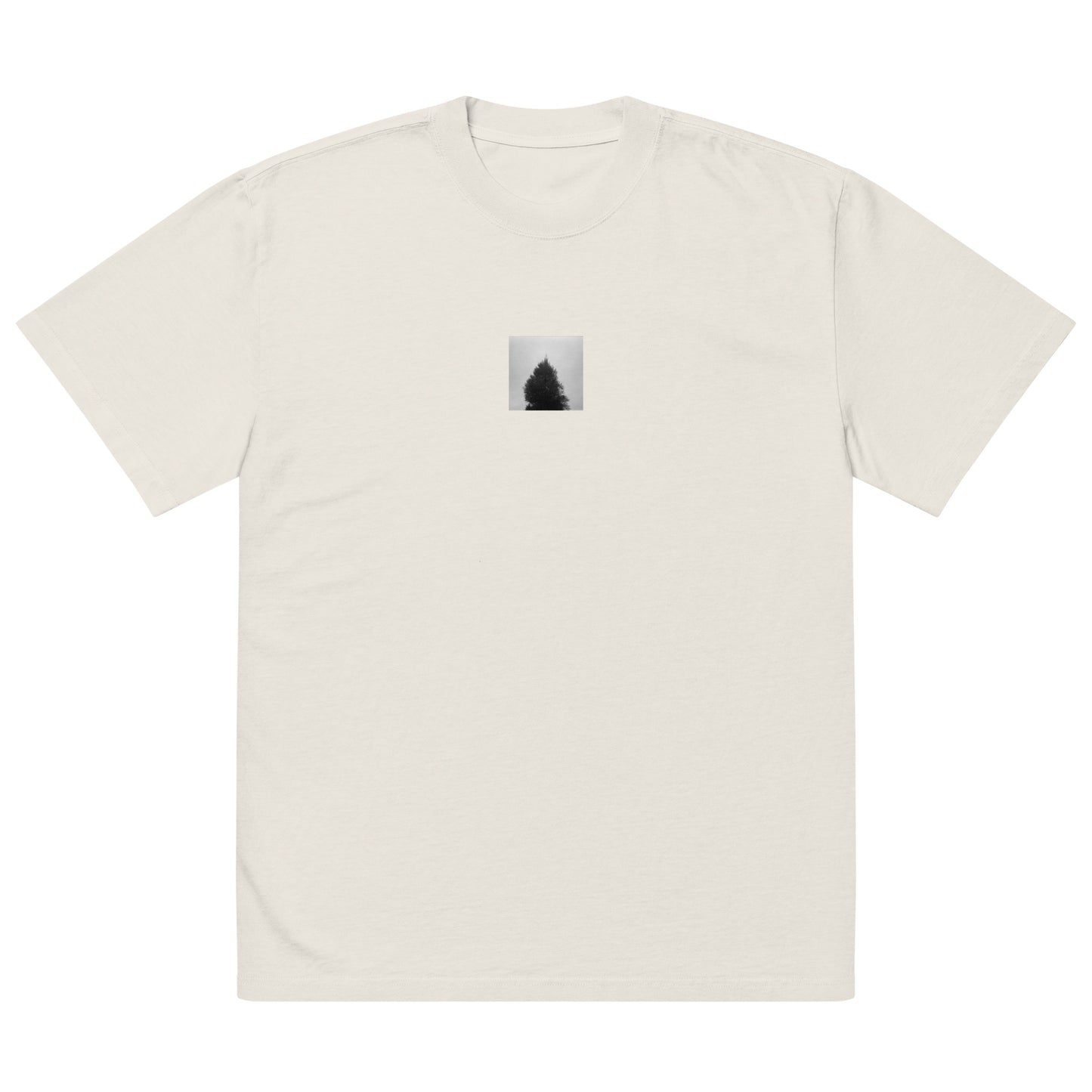 Fog and Trees (B&W) Art – Oversized Faded T-Shirt, Faded Bone, Front View