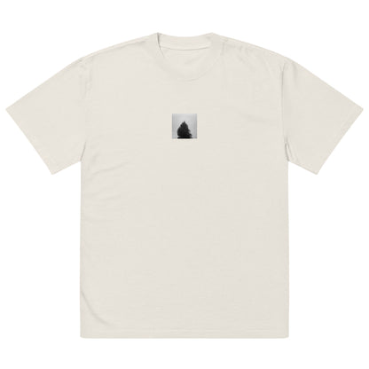 Fog and Trees (B&W) Art – Oversized Faded T-Shirt, Faded Bone, Front View