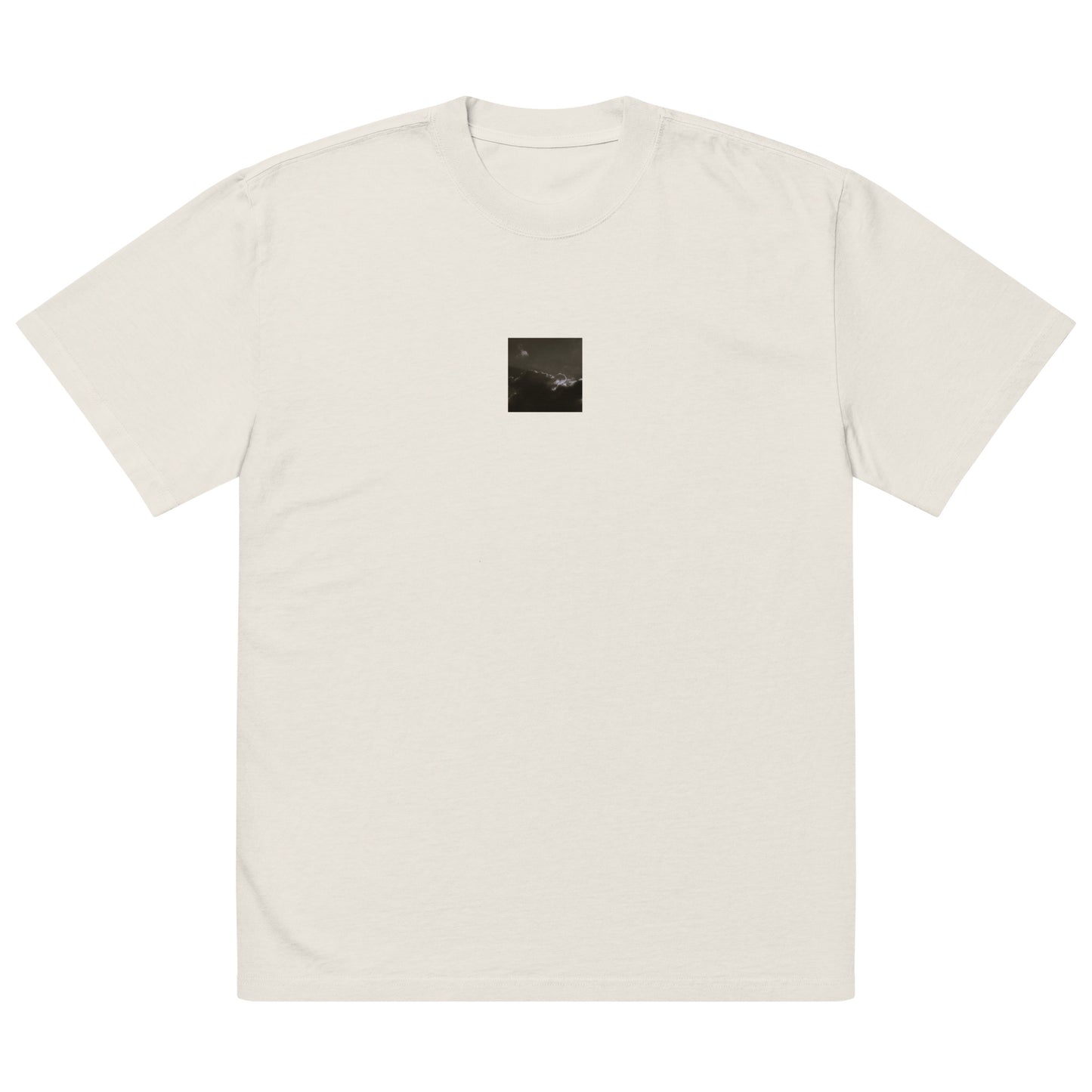 Light Rays through Clouds (B&W) - Oversized Faded T-Shirt, Faded Bone, Front View