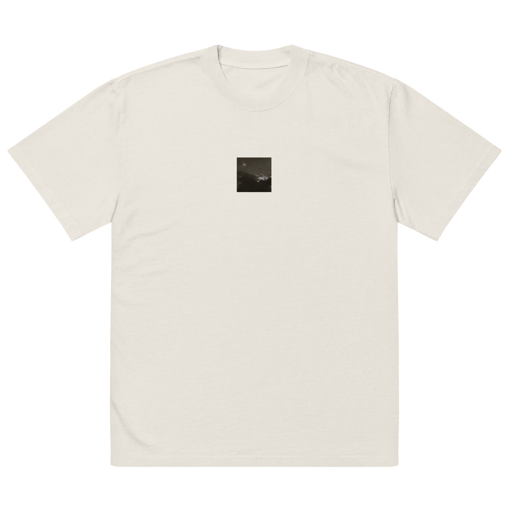 Light Rays through Clouds (B&W) - Oversized Faded T-Shirt, Faded Bone, Front View