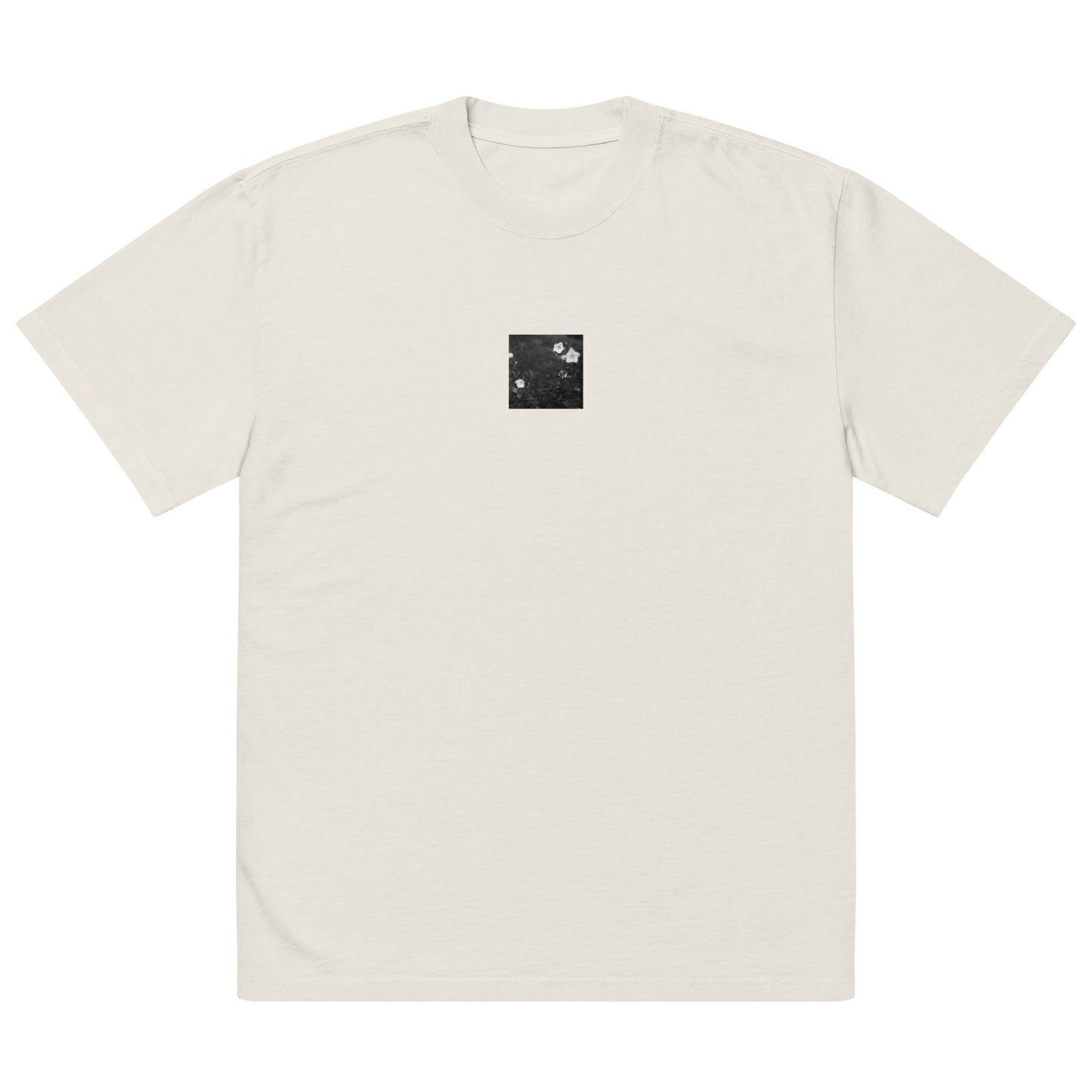 Balloon Flower (B&W) - Oversized Faded T-Shirt, Faded Bone, Front View