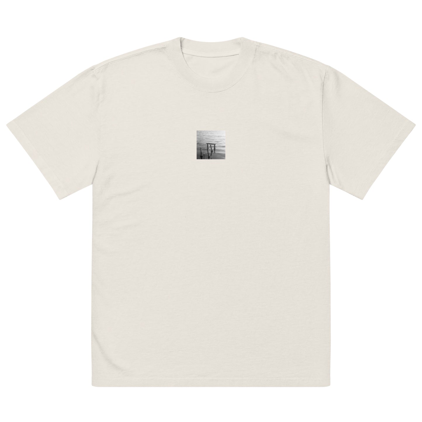 Decayed Pier (B&W) - Oversized Faded T-Shirt, Faded Bone, Front View