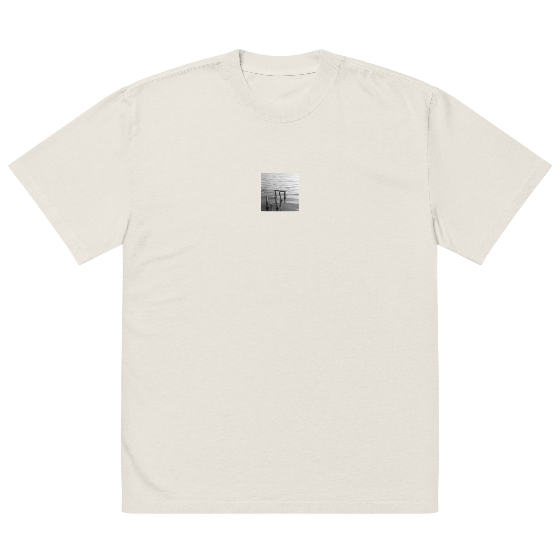 Decayed Pier (B&W) - Oversized Faded T-Shirt, Faded Bone, Front View