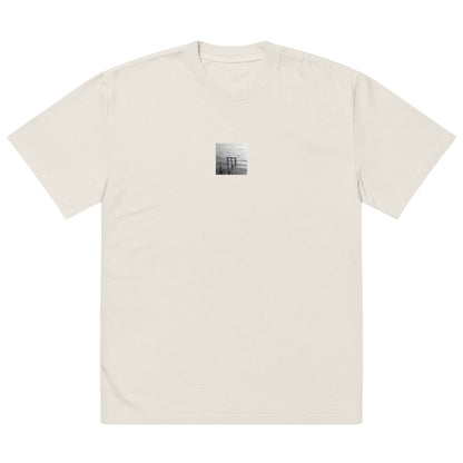 Decayed Pier (B&W) - Oversized Faded T-Shirt, Faded Bone, Front View