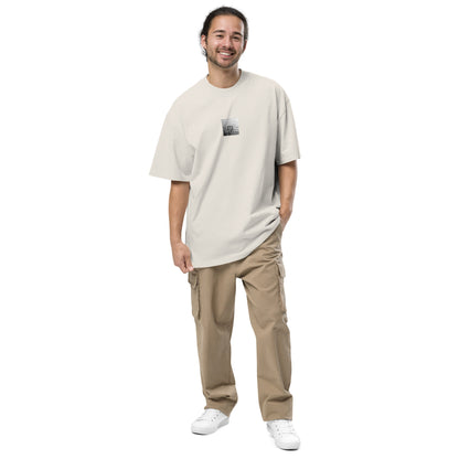 Decayed Pier (B&W) - Oversized Faded T-Shirt, Faded Bone, Front View