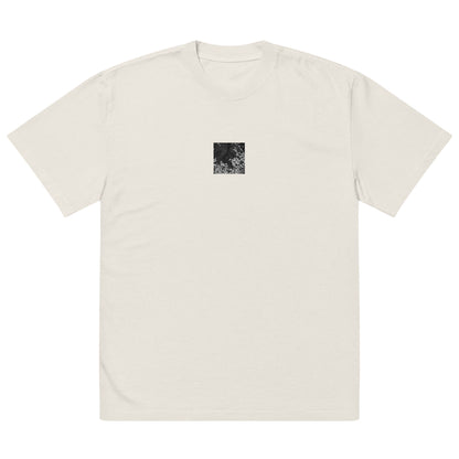 Cherry Blossom Petals on Water Surface (B&W) - Oversized Faded T-Shirt, Faded Bone, Front View