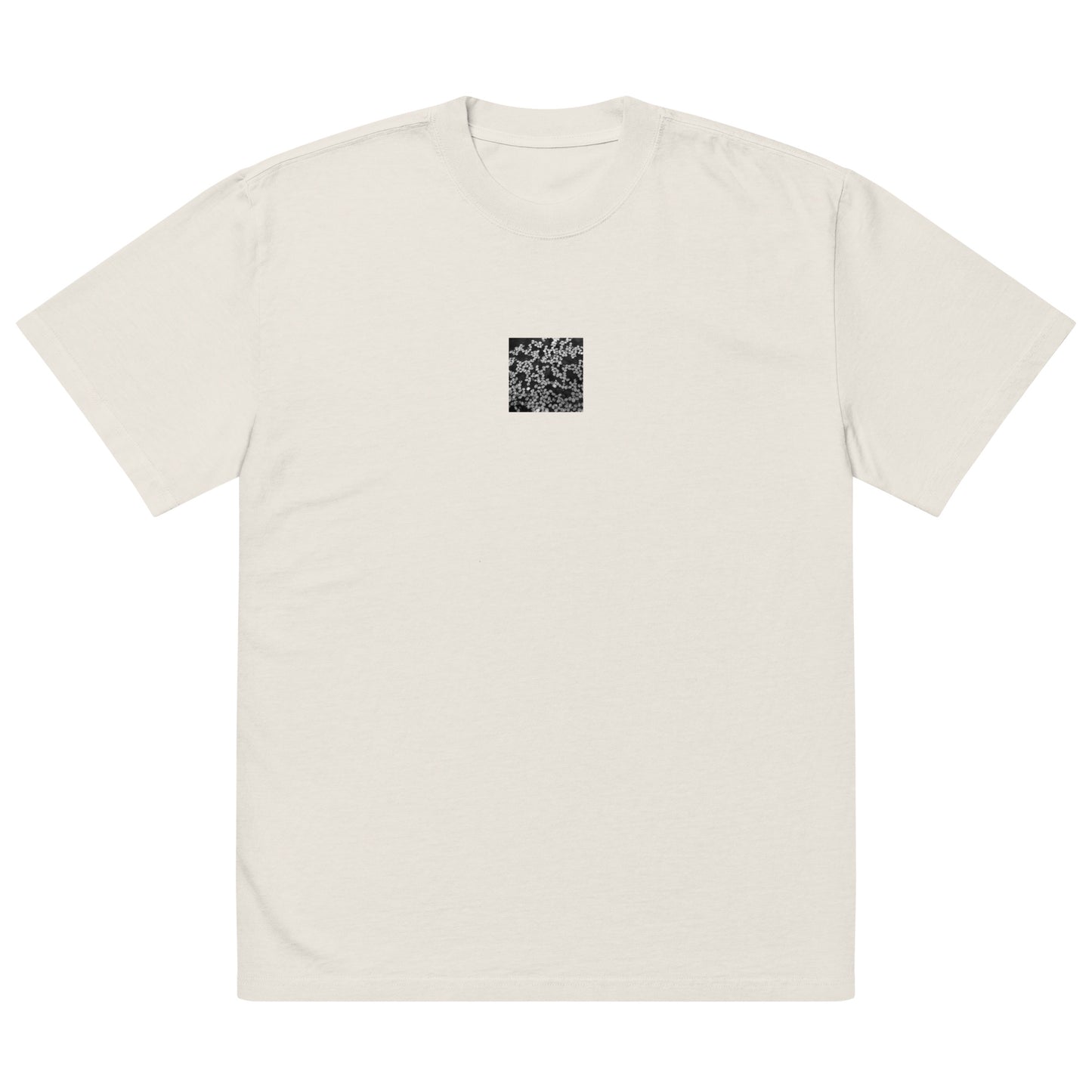 Cherry Blossom Petals in Puddle (B&W) - Oversized Faded T-Shirt, Faded Bone