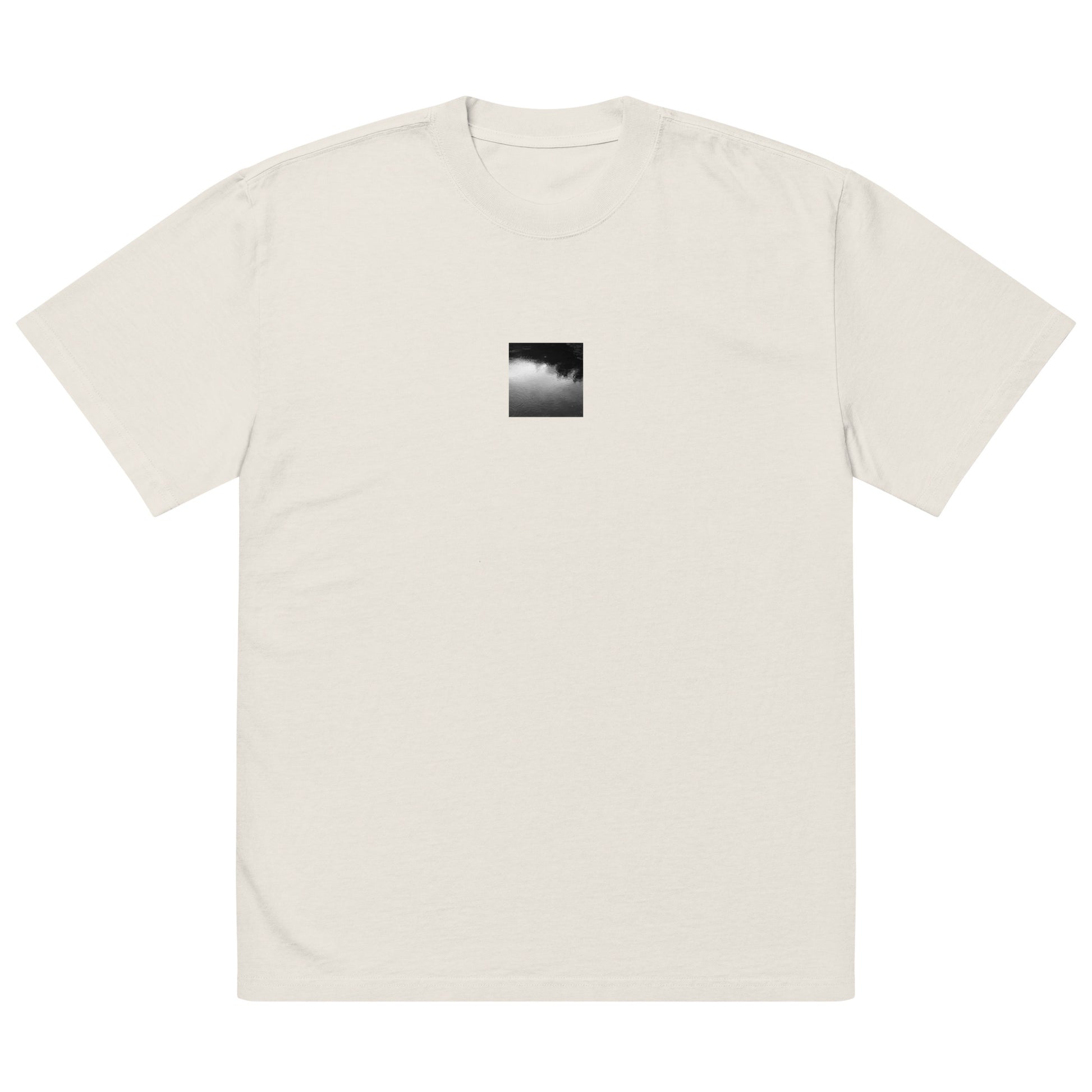 Ripples in Puddle B and W Oversized Faded T-Shirt Faded Bone