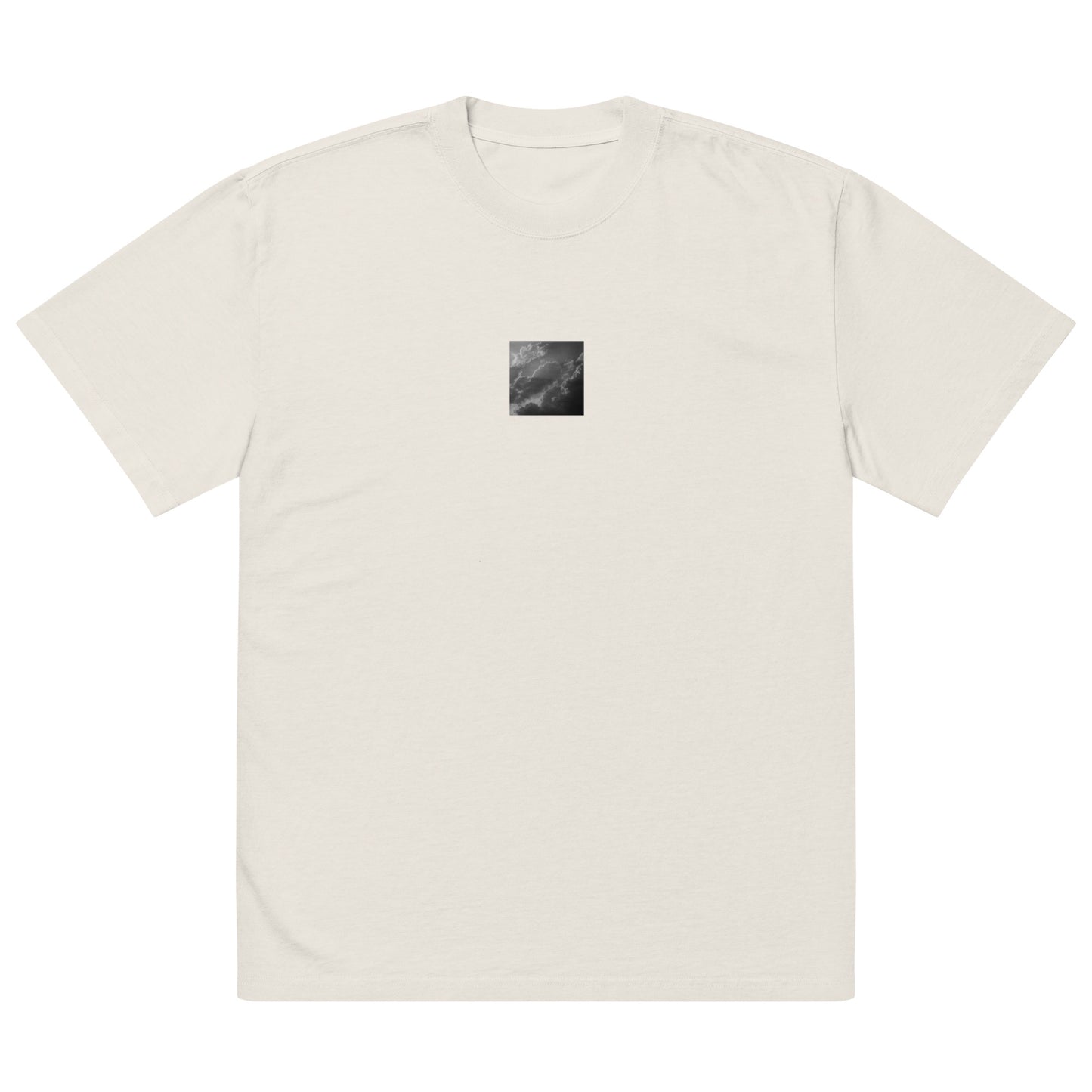 Light Rays through Clouds (B&W) - Oversized Faded T-Shirt Faded Bone