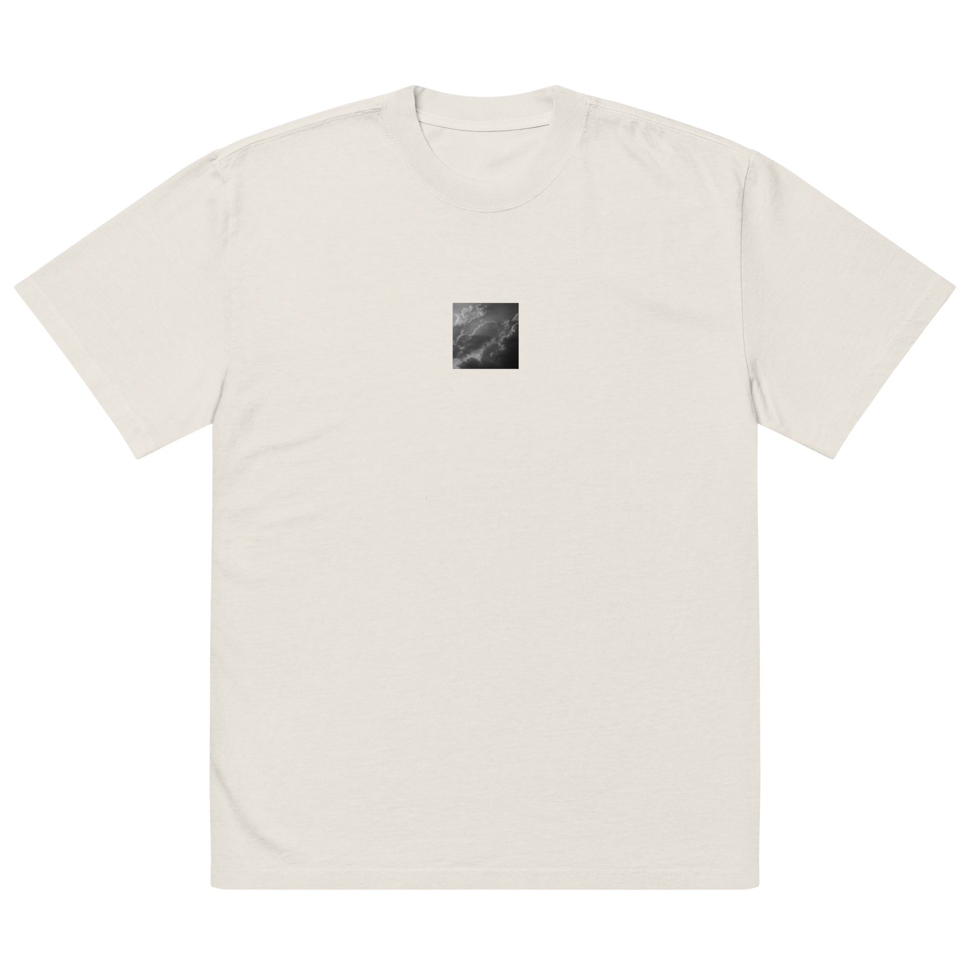 Light Rays through Clouds (B&W) - Oversized Faded T-Shirt Faded Bone