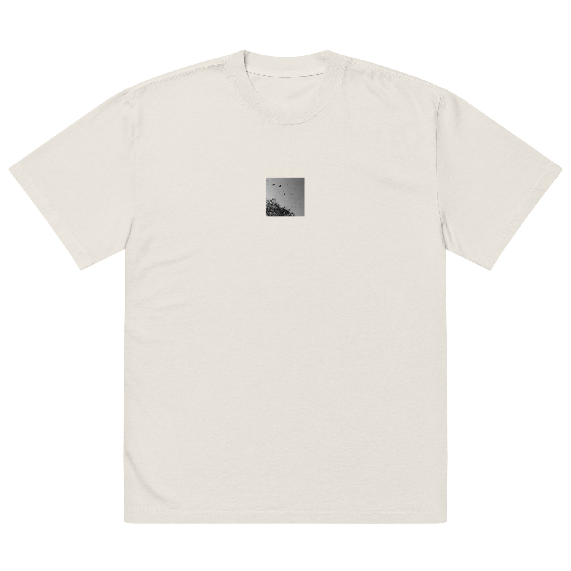 Leaves Dancing in Wind (B&W) - Oversized Faded T-Shirt Faded Bone