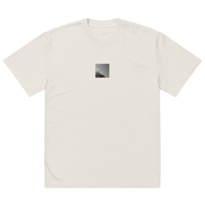 Leaves Dancing in Wind (B&W) - Oversized Faded T-Shirt Faded Bone