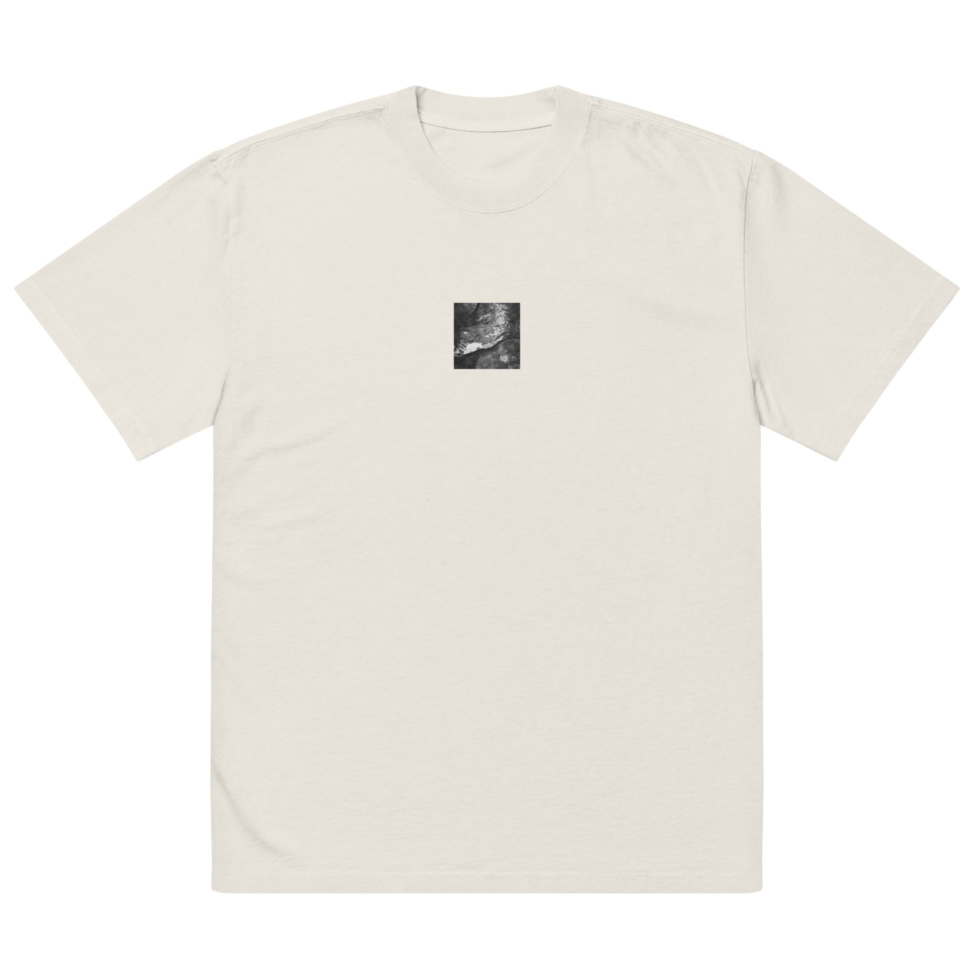 Drifted Leaf (B&W) - Oversized Faded T-Shirt Faded Bone