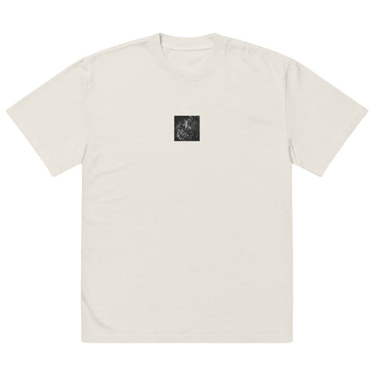 Red Spider Lily (B&W) Oversized Faded T-Shirt, faded bone