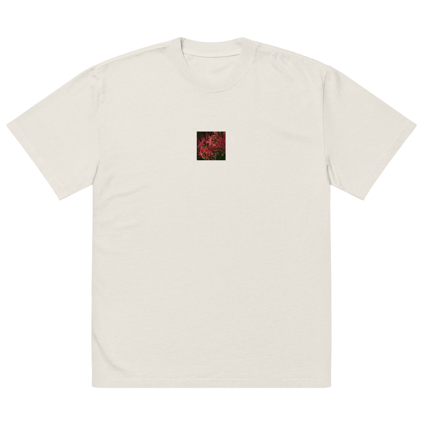 Red Spider Lily Oversized Faded T-Shirt, faded bone