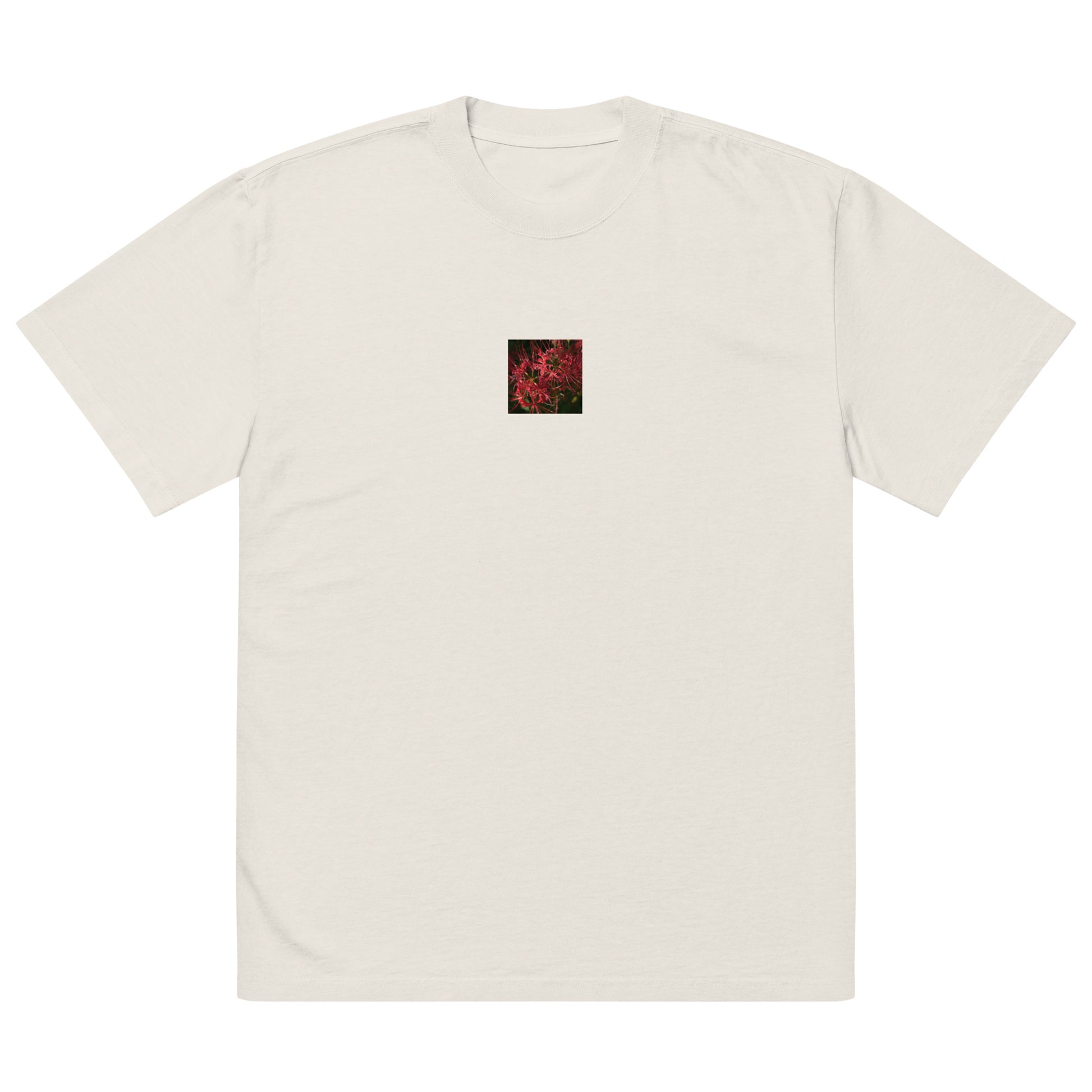 Red Spider Lily Oversized Faded T-Shirt, faded bone