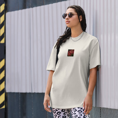Red Spider Lily Oversized Faded T-Shirt, faded bone