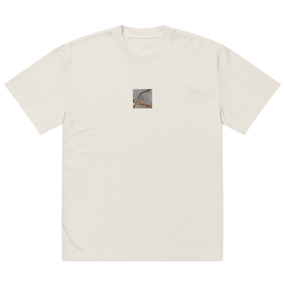 Minimalist streetwear style oversized faded T-shirt in bone featuring the 'Anchor' photo art on the front. / モードストリート系オーバーサイズ・フェードTシャツ（ボーン）フロントに「アンカー（錨）」のフォトアートを配したデザイン。