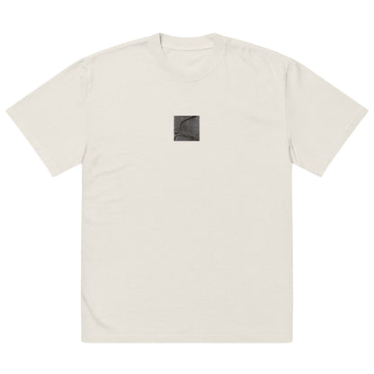 Minimalist streetwear style oversized faded T-shirt in bone featuring the 'Anchor (B&W)' photo art on the front. / モードストリート系オーバーサイズ・フェードTシャツ（ボーン）フロントに「アンカー（錨・モノクロ）」のフォトアートを配したデザイン。