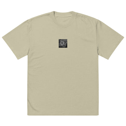 Red Spider Lily B&W Art – Oversized Faded T-Shirt, Faded Eucalyptus, Front View