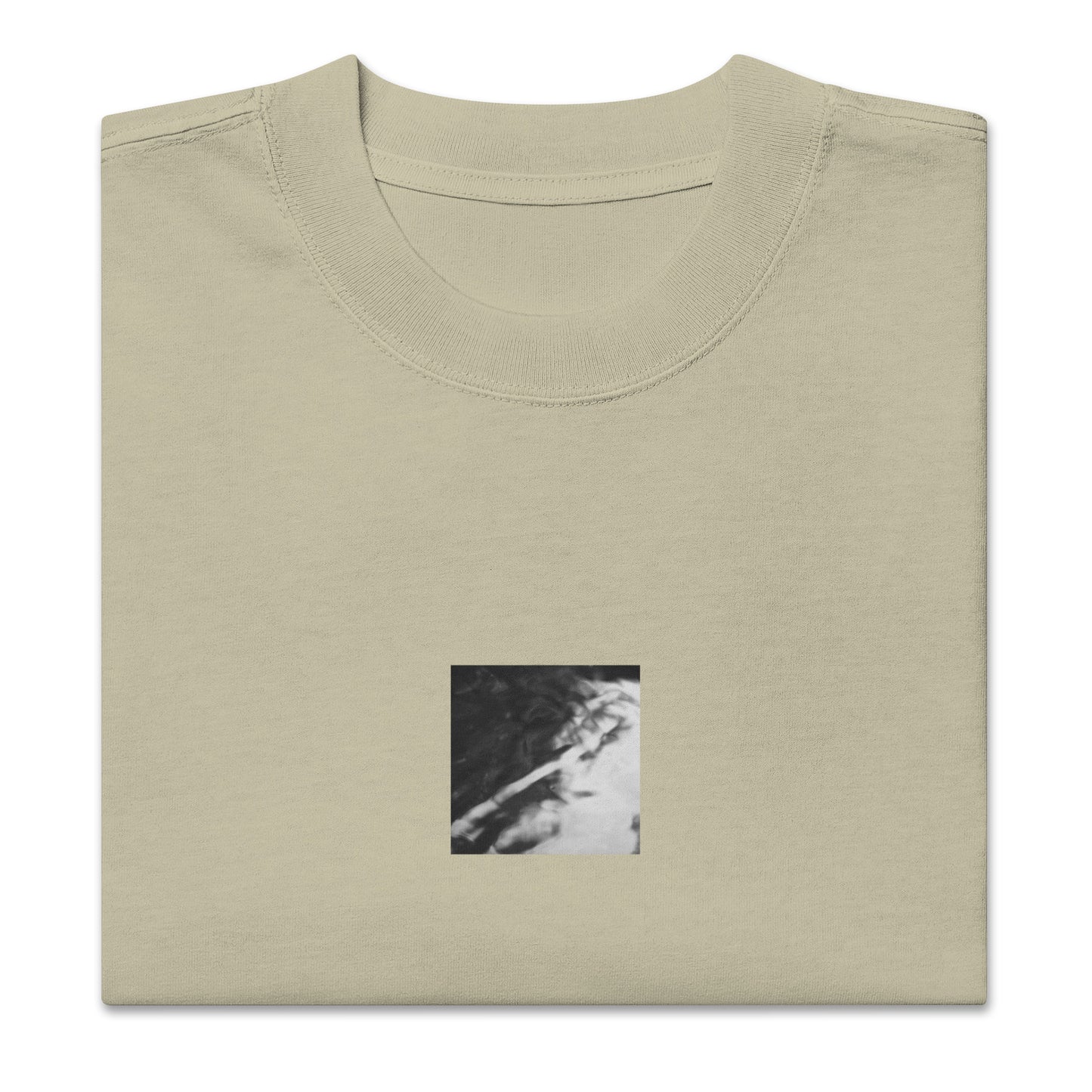 River Surface Botanical B&W Art – Oversized Faded T-Shirt, Faded Eucalyptus, Front View