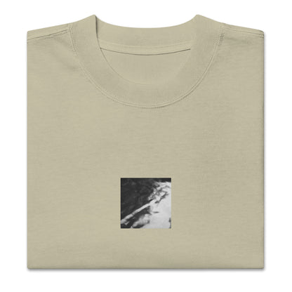 River Surface Botanical B&W Art – Oversized Faded T-Shirt, Faded Eucalyptus, Front View
