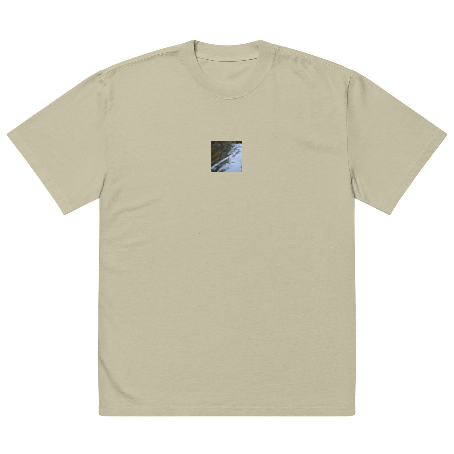 River Surface Botanical Art – Oversized Faded T-Shirt, Faded Eucalyptus, Front View
