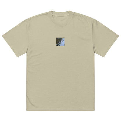 River Surface Botanical Art – Oversized Faded T-Shirt, Faded Eucalyptus, Front View