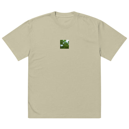 Maple Abstraction Botanical Art – Oversized Faded T-Shirt, Faded Eucalyptus, Front View