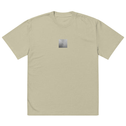Crow and Power Lines B&W Art – Oversized Faded T-Shirt, Faded Eucalyptus, Front View
