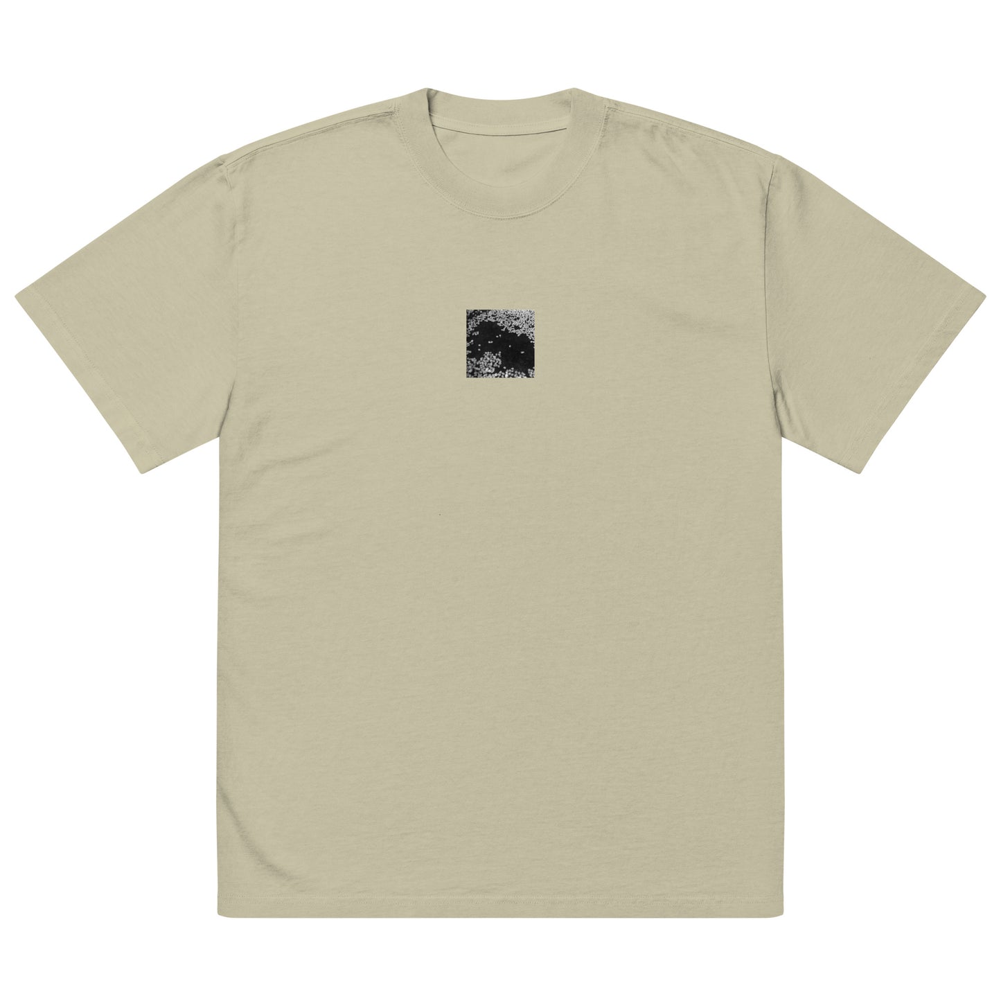 Cherry Blossoms (B&W) Art – Oversized Faded T-Shirt, Faded Eucalyptus, Front View