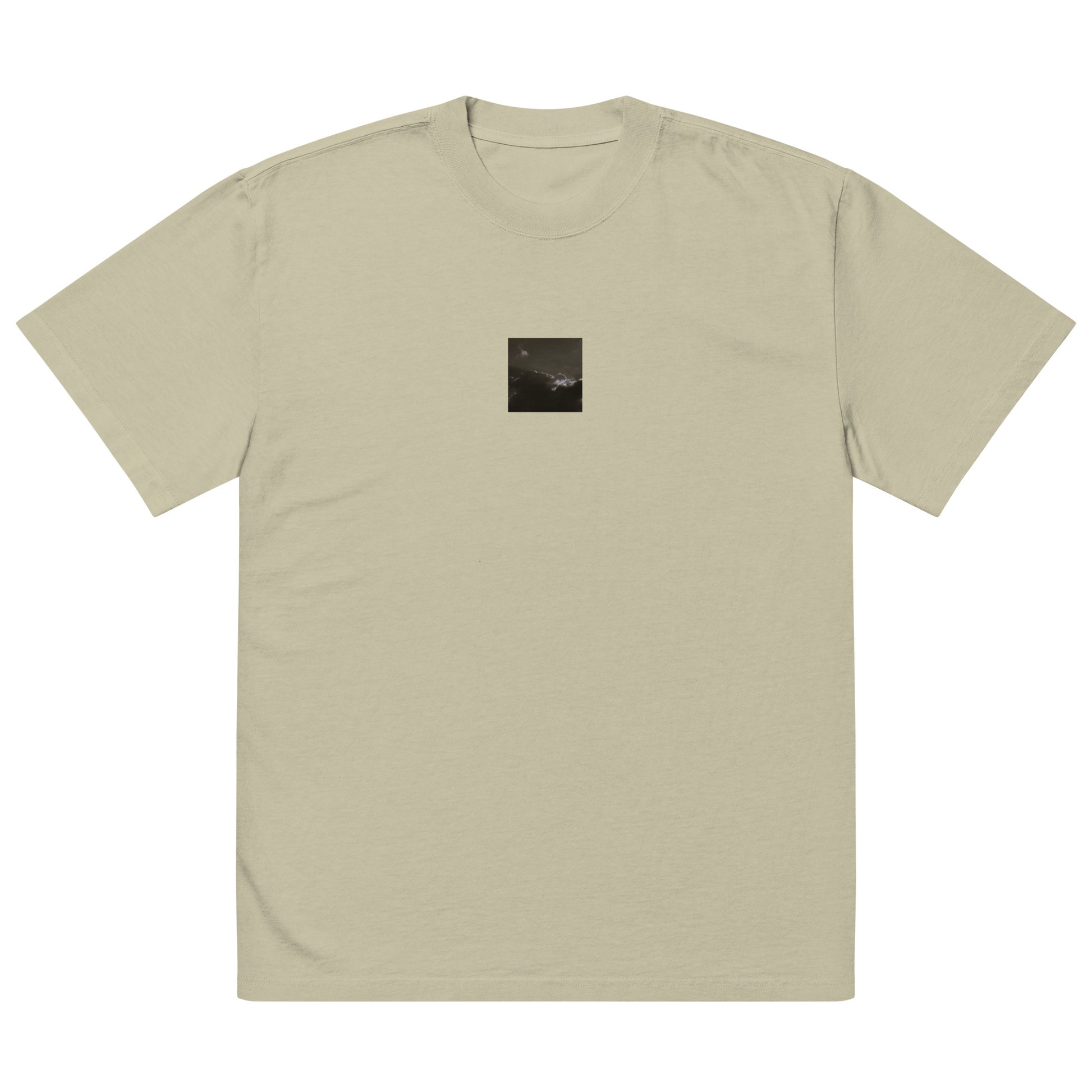 Light Rays through Clouds (B&W) - Oversized Faded T-Shirt, Faded Eucalyptus, Front View