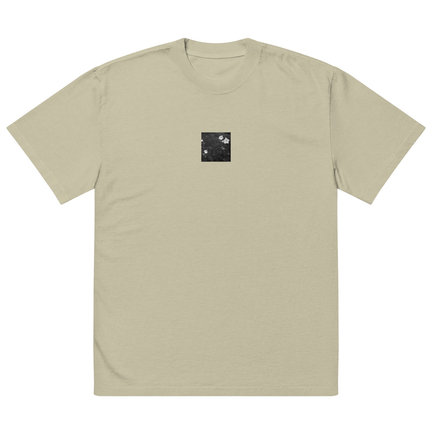 Balloon Flower (B&W) - Oversized Faded T-Shirt, Faded Eucalyptus, Front View