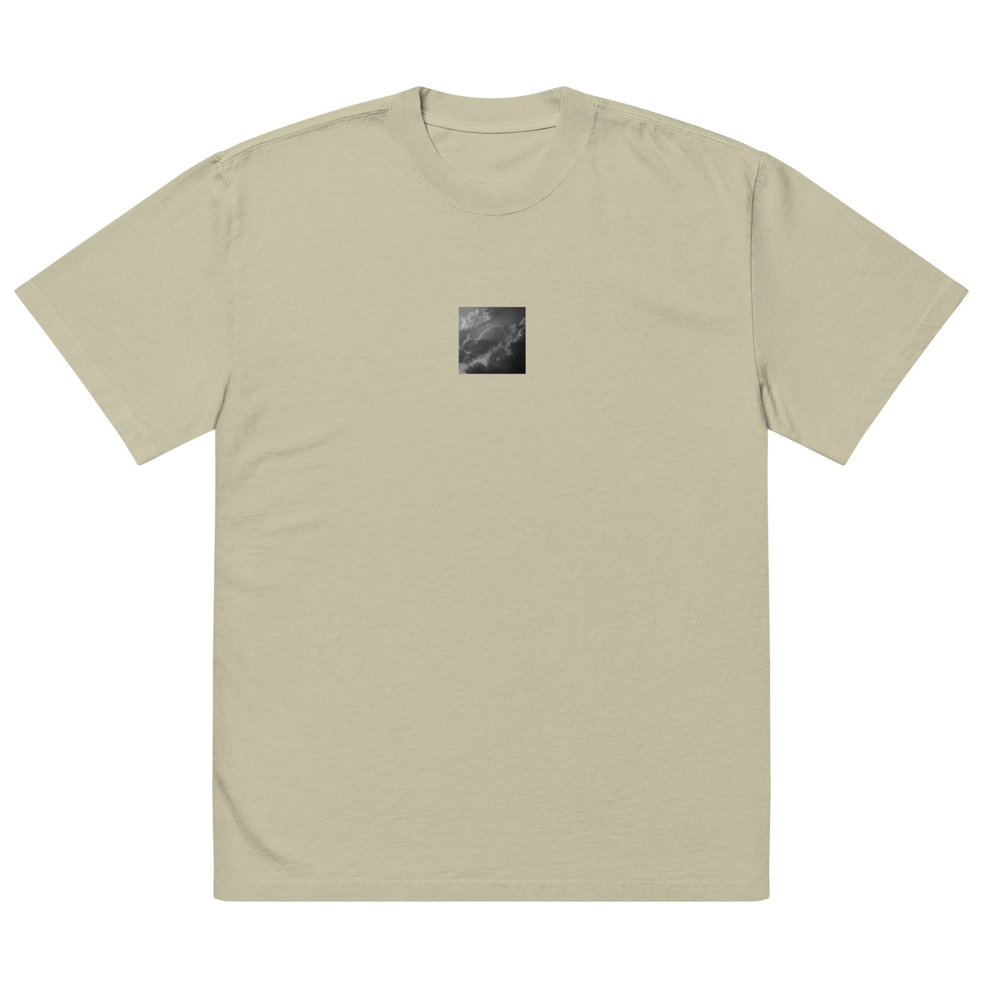 Light Rays through Clouds (B&W) - Oversized Faded T-Shirt Faded Eucalyptus